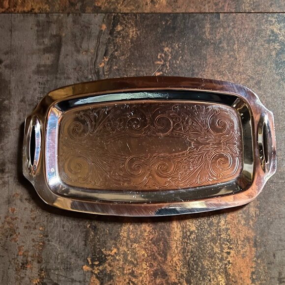 Lot of 4 Vintage Silver Plated and 2 Aluminum Serving Trays/Platters/Bowl - Picture 10 of 15